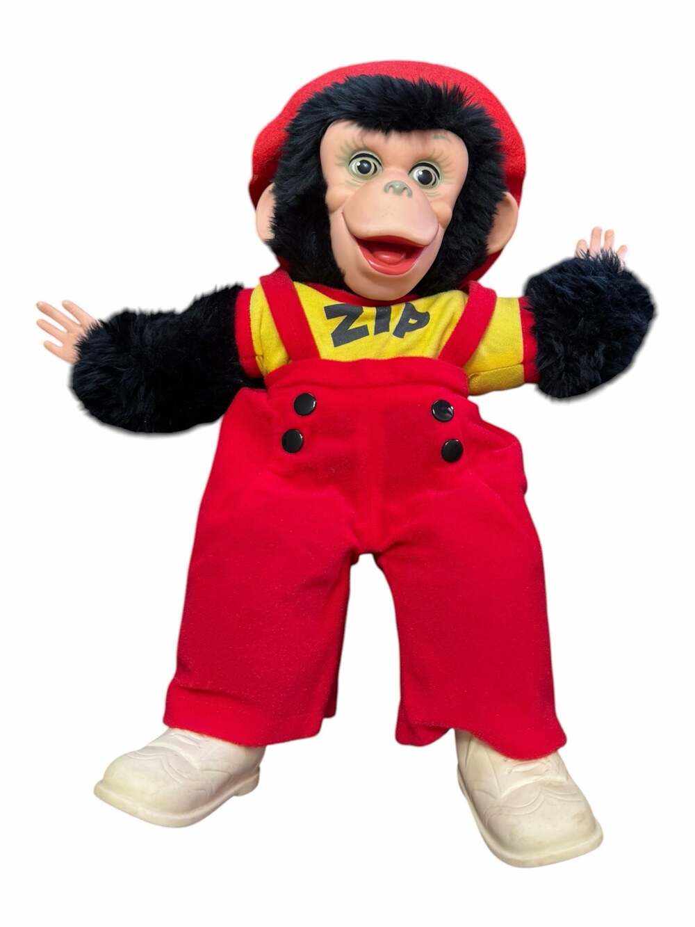 Vintage 1989 A Toyman Ent. Zip Zippy the Chimp Plush Monkey Vinyl Face